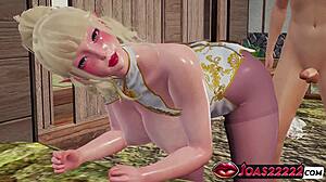 wet elf syndra's pussy licked spanked fingered to squirt in close-up big ass 3d hentai