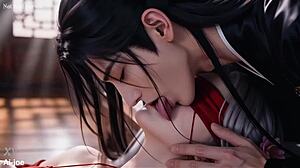 chinese snow white beauty in red gives epic blowjob cum first ep