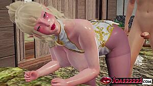 wet elf syndra's pussy licked spanked fingered to squirt in close-up big ass 3d hentai