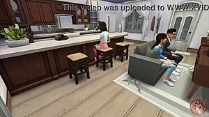 old guy bangs young sims babe while her mom dates in steamy visual novel