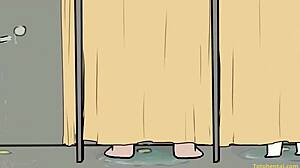 Little cutie bathes in public showers flaunting big ass boobs and curves