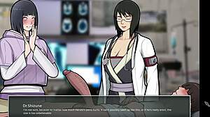 Shizune jerks me off while Hinata watches in Konoha milfs part 9