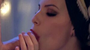 Blonde babe sucks cock clean with deep erotic handjob blowjob