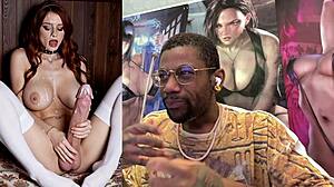 whoa this trans blonde daphne jerks her long cock cums through panties then gets hardcore anal fucked