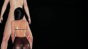 leilani's wet pantyhose titfuck leads to intense handjob blowjob cumshot