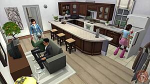 old guy bangs young sims babe while her mom dates in steamy visual novel