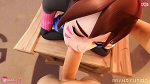 d.va's petite mouth sucks your big cock dry in pov