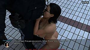 big black cock milf slave bathes in prison getting fingered roughly outdoors before hardcore blowjob and squirting pussy play in medical care gameplay