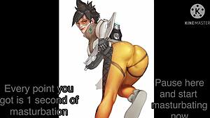 Tracer Endures Brutal Femdom Assplay Dildo Humiliation CBT Piss JOI