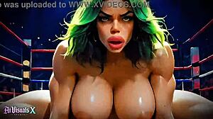 Green Hair Bimbo Slut Titty Fucked in 4K AI 3D!