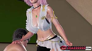 pink hair elise in stockings moans from dildo g-spot squirt