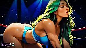 Green Hair Bimbo Slut Titty Fucked in 4K AI 3D!