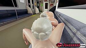 oh man, iori suzuko's pantyhose big tits handjob and wet titty fuck blowjob cumshot drives me wild in subway rule34