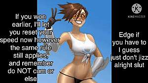 Tracer Endures Brutal Femdom Assplay Dildo Humiliation CBT Piss JOI