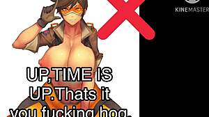 Tracer Endures Brutal Femdom Assplay Dildo Humiliation CBT Piss JOI