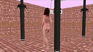 beautiful shemale strikes seductive pose then locker shower 3d hentai