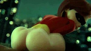 helen parr bounces cowgirl on violet's big ass pussy riding monster cock