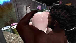 Black dude spots curvy white chick outdoors and creampies her ass publicly.