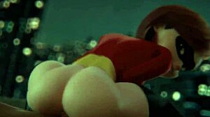 helen parr bounces cowgirl on violet's big ass pussy riding monster cock