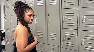 honey's thick ebony ass takes bbc pounding in locker room then squirts everywhere