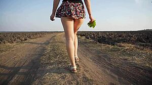 voyeur watching miniskirt girl outdoor upskirt flashing full panties