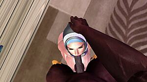 black man with monster bbc fucks big tits muslim woman hardcore creampie on bean bag