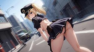 blonde police slut flashes ass tits street doggy cowgirl fuck ai