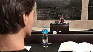 Hot Milf Teacher Lures Stud for Creampie Desk Sex and Squirting in Empty College Classroom