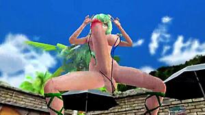 sanae the futanari sways in erotic dance animation