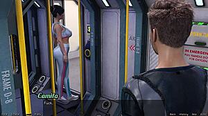 Stranded in Space 79 Brunette Plans Yoga with Huge Milky Tits