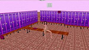 beautiful shemale strikes seductive pose then locker shower 3d hentai