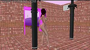 beautiful shemale strikes seductive pose then locker shower 3d hentai