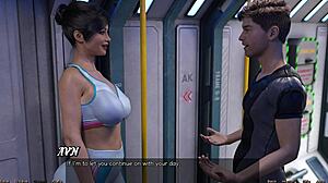 Stranded in Space 79 Brunette Plans Yoga with Huge Milky Tits