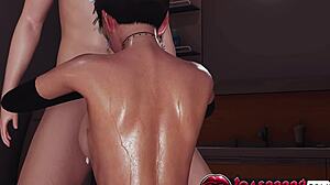 oops april's pantyhose handjob turns into sloppy deepthroat facial in bathroom uncensored 3d hentai