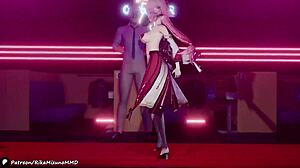 yae miko's seductive striptease dance turns into wild group anal pussy fuck frenzy