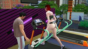 hey sims redhead takes double gym fuck from two guys pounding hard