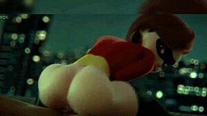 helen parr bounces cowgirl on violet's big ass pussy riding monster cock