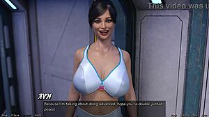 Stranded in Space 79 Brunette Plans Yoga with Huge Milky Tits