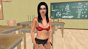 hot professora takes CUMSHOT on face from student in classroom hentai