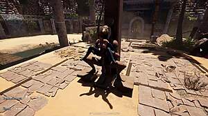 Ancient statue awakens pounds Lara's all holes in giant robot 3d gangbang creampie