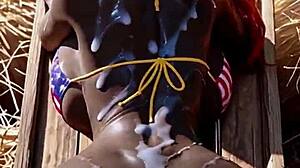 ebony farm girl from the ranch teases her big tits in ai animated country dream