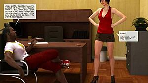 Busty Black Milf Secretary Takes Creampie After Hard Cock Fucking