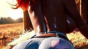 ebony farm girl from the ranch teases her big tits in ai animated country dream