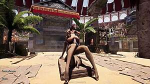 Lara Croft Impales Tight Pussy On Giant Stone Monster Cocks Creampie Blowjob