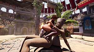 Lara Croft Impales Tight Pussy On Giant Stone Monster Cocks Creampie Blowjob