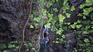 lara croft gasps as giant robot statue penetrates her tight ass deep on desert island