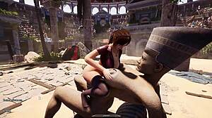 Lara Croft Impales Tight Pussy On Giant Stone Monster Cocks Creampie Blowjob