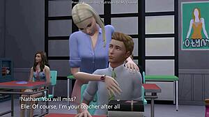 SMALL DICK TEEN POUNDS HOT TEACHER COWGIRL DOGGY IN CLASS - CREAMPIE ORGASM!!