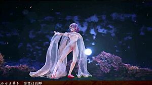 short hair girl dances striptease undressing in tokio funka animation