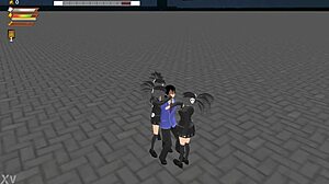 3D Femdom University Girls Dominate in 3v1 Fight Gameplay